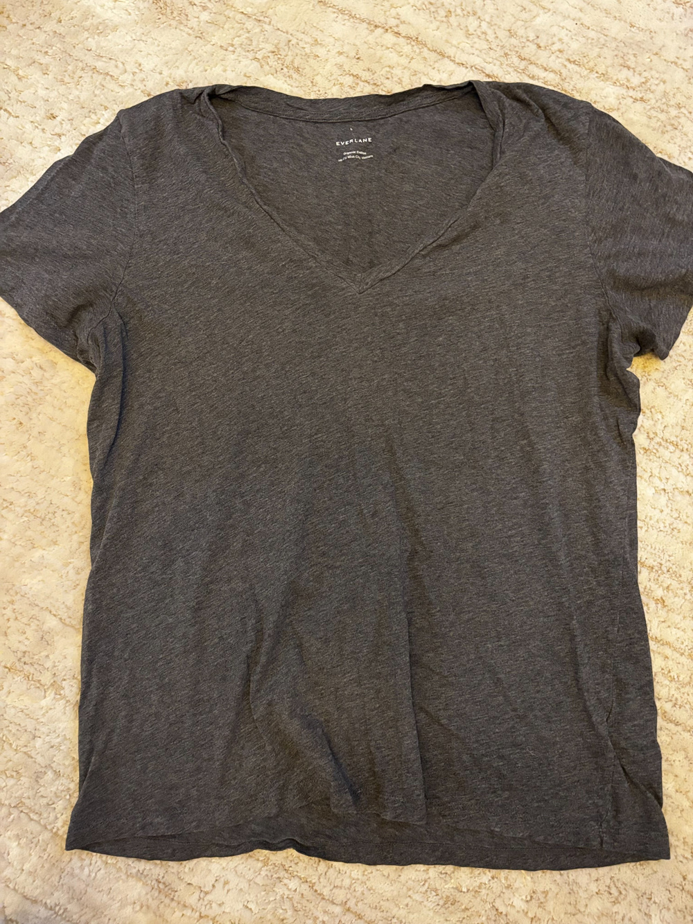 Everlane V Neck Organic Cotton T Shirt Gray Size L